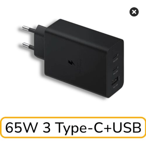 Сетевое зарядное устройство Samsung EP-T6530 Type-C входом 25W/65W и USB-A входом 15W (цвет: Black), Оригинал