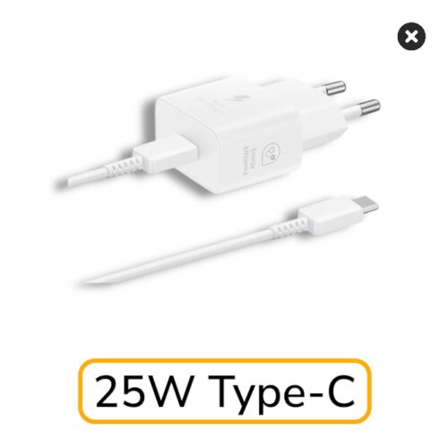 Сетевое зарядное устройство Samsung EP-TA2510 с Type-C входом (25W) с кабелем в упаковке (цвет:White), Оригинал